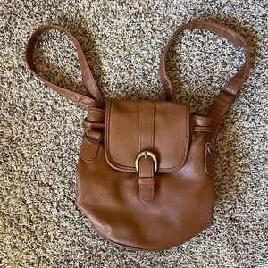 Thom McAn Mini Backpack Purse Shoulder Bag Women’s Brown Faux Leather
